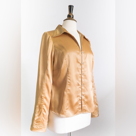 Vintage 1990s Harley Davidson Satin Blouse • M - Picture 5 of 10